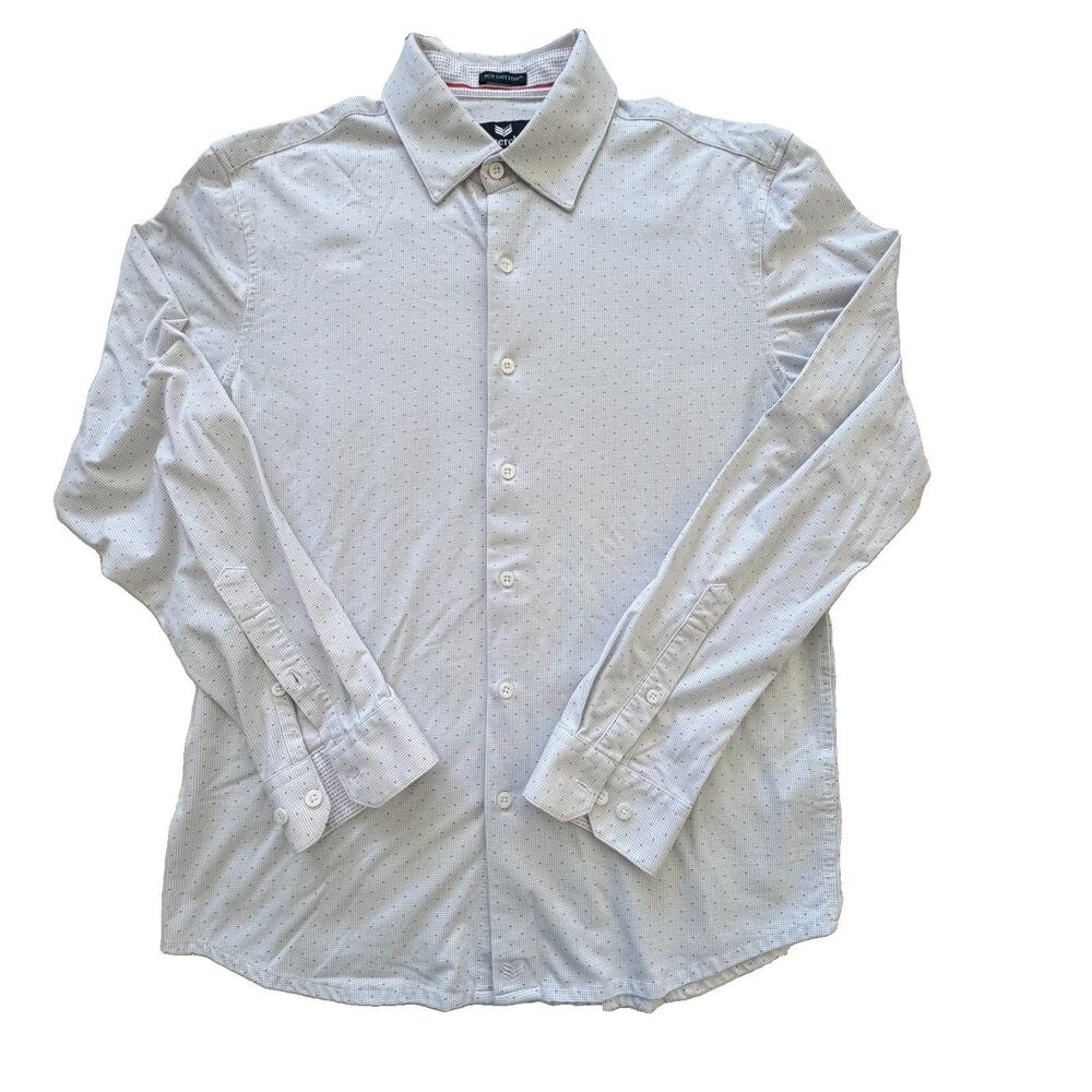 Buttercloth Men's ICY Cotton Micro Dot Button Down Slim Fit Shirt Sz L EUC